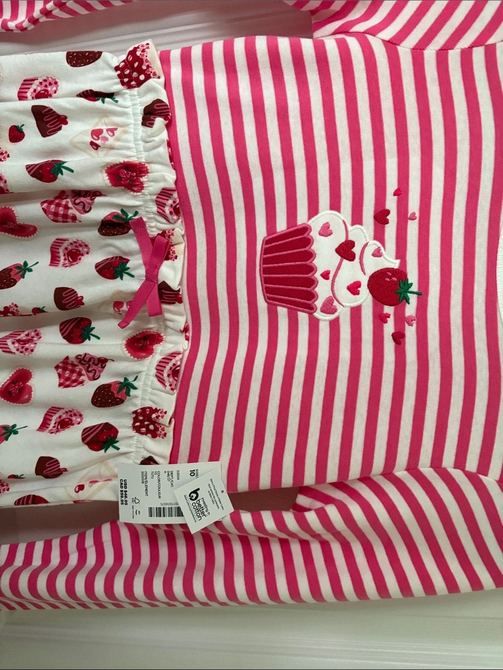 Gymboree Pink & White Striped Cupcake and Strawberry Dress Size 10 Birthday